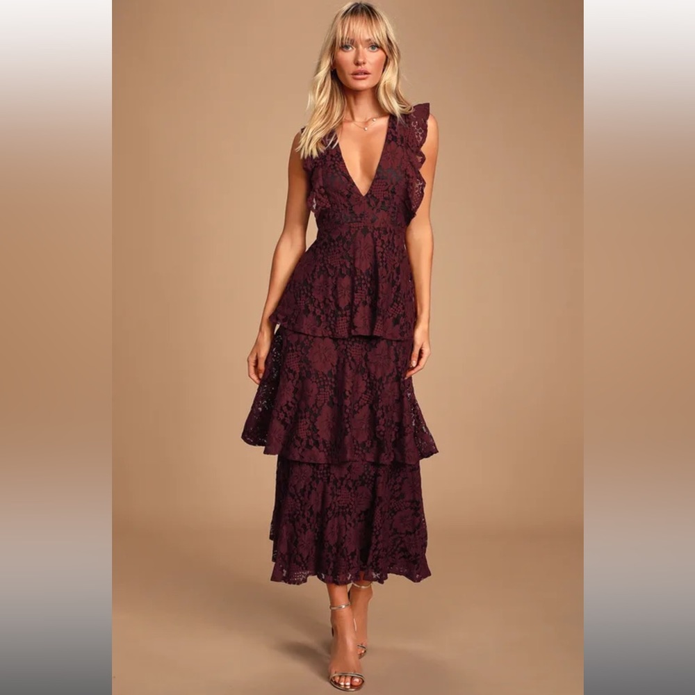 Burgundy Lace Maxi Dress
